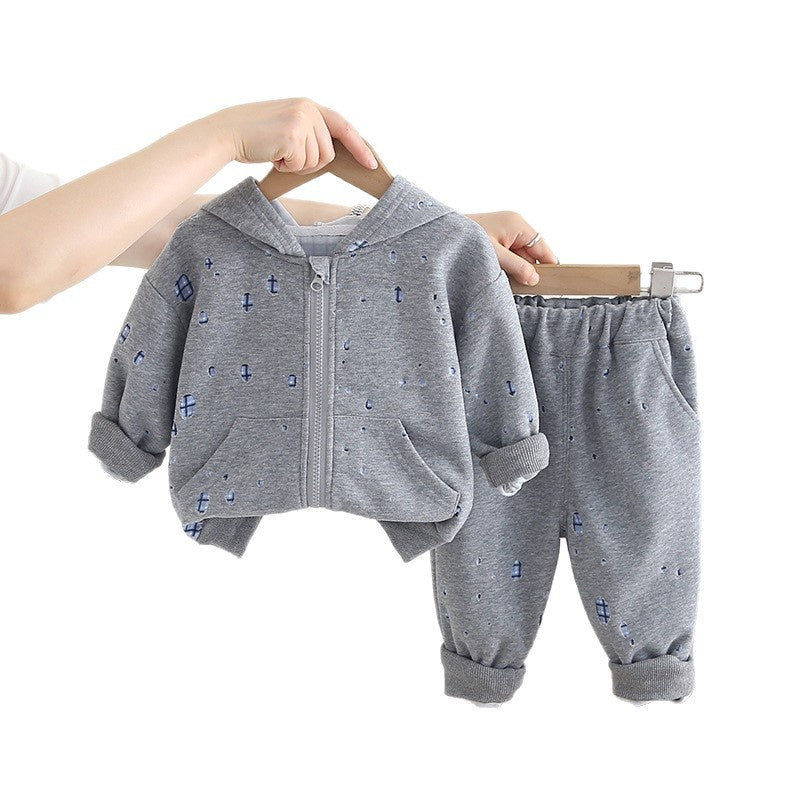 Boys' Stylish Zipper Jacket Set Spring Autumn 2025 New Fashionable Korean Style Clothes for Children and Toddlers
