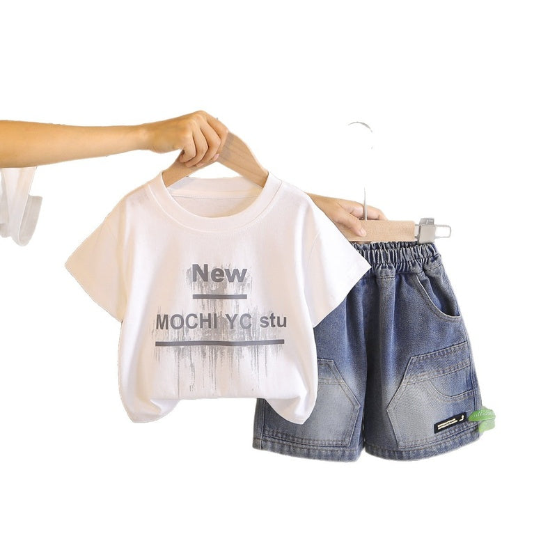 2026 Children's Short Sleeve Set Boys' Summer Loose Casual Two-Piece Outfit Baby Shorts Infant Clothes