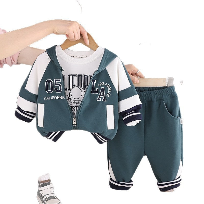 Baby Boy Spring and Autumn Suit 2026 New Style Toddler Fashionable Korean Version Casual Sports Long Sleeve Three-Piece Set