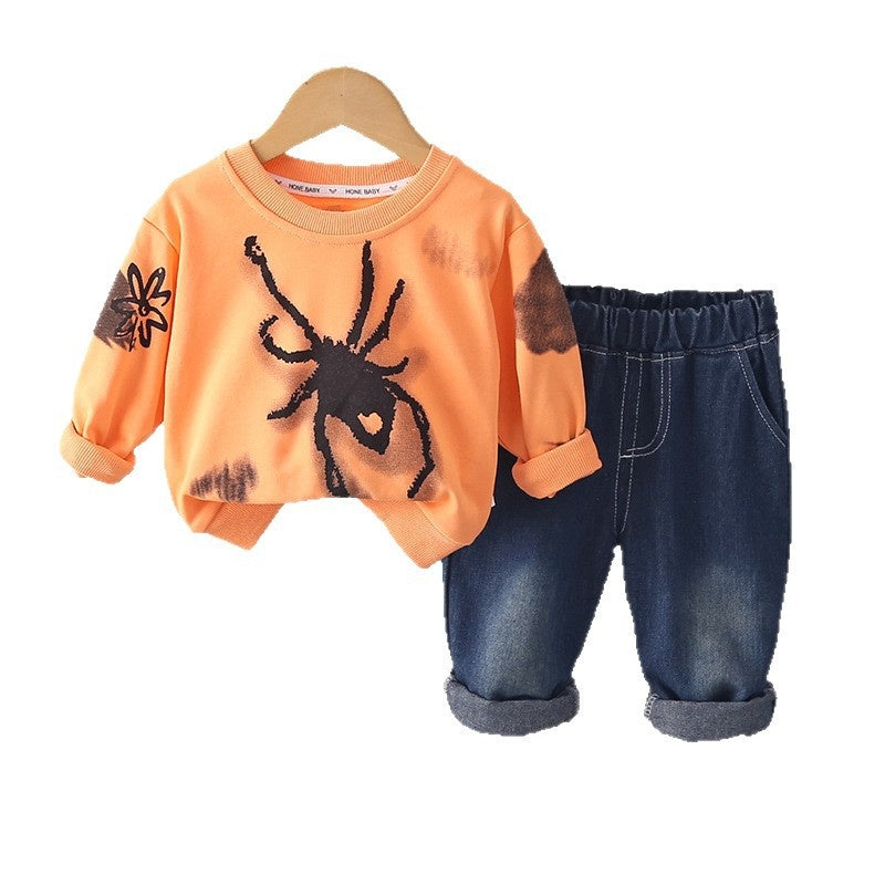 2026 Boys' Outfit Set Children's Autumn Clothing Stylish Spring Outfits for 1-6 Year Olds Cartoon Sweatshirt Baby Trend