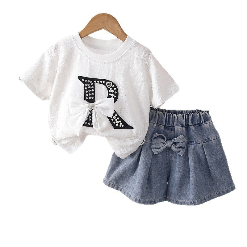 Girls' Bowknot Skirt-Pants Outfit 2026 New Fashionable Infant Clothing for 1-Year-Old Baby Girls Summer Wear 3