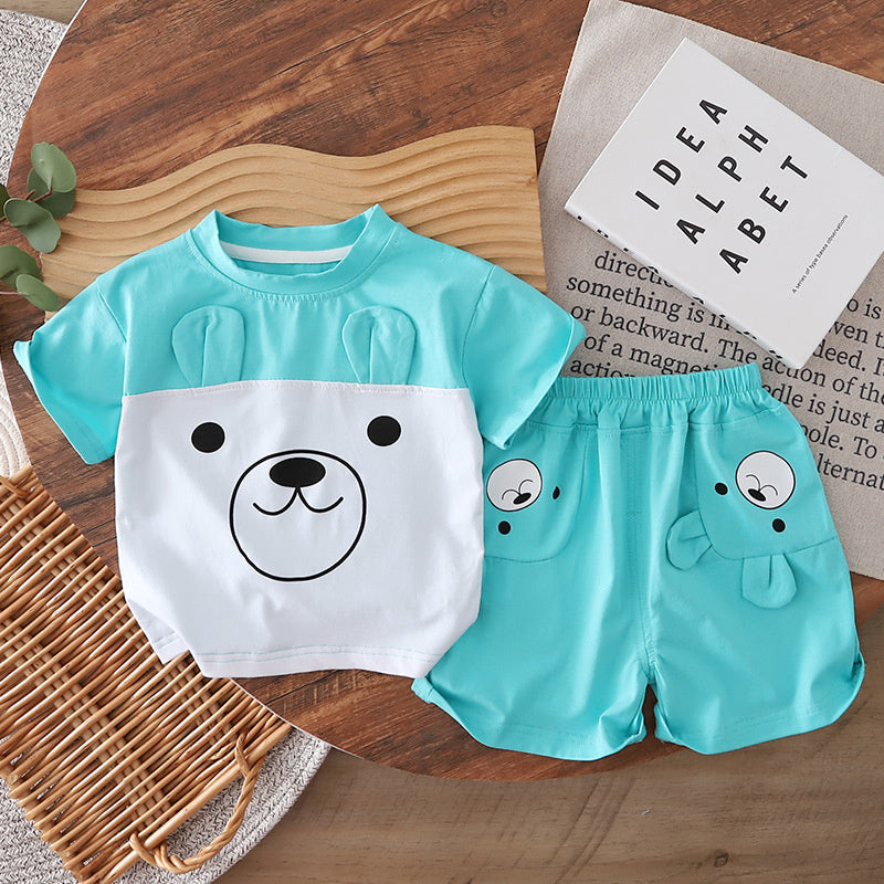 Summer Outfit Big Bear Short Sleeve 2026 New Trendy Boys' Baby Clothes Fashionable Children's Two-Piece Set