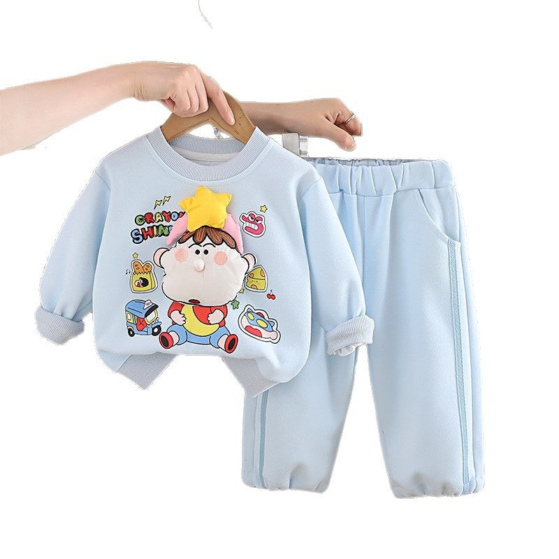 Boys' Outfit 2026 New Fashionable Baby Spring and Autumn Cute Two-Piece Set Infant Girls' Sweatshirt