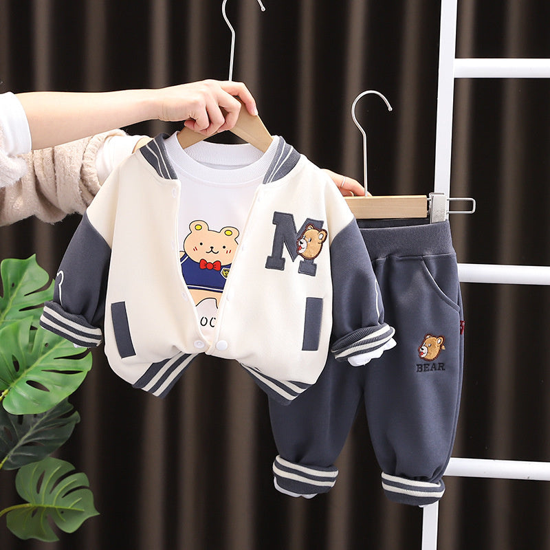 Clothes Autumn Baseball Jacket Fashionable Outing Suit Set Two-Piece One and a Half Year Old Boy Baby Infant Spring Outfit