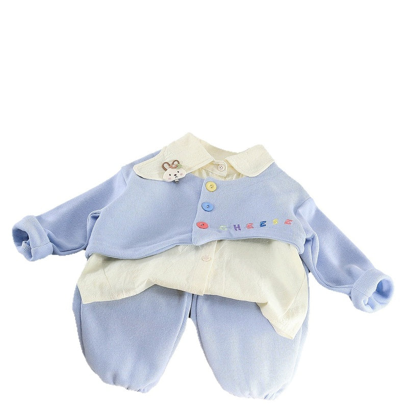 Girls' Irregular Coat Set Autumn 2026 New Fashionable Three-Piece Outfit for Baby Girls