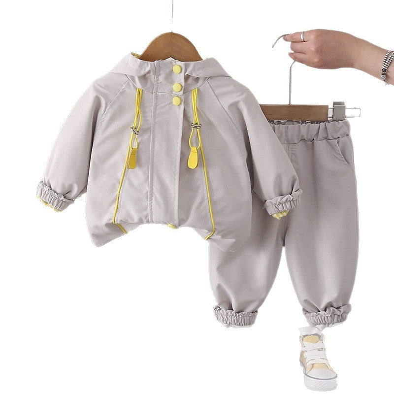 Boys' Outfit 2026 New Style Baby Spring and Autumn Striped Jacket Two-Piece Set Stylish Children's Clothing Trendy Kids' Wear