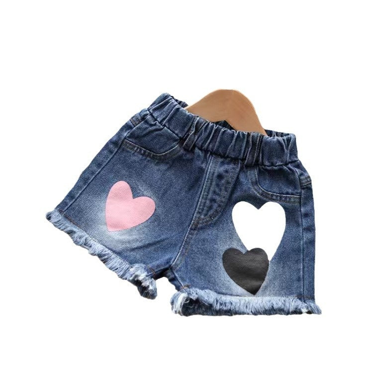 Summer Hot-Selling Girls' Outfit Korean Style Children's Denim Shorts + T-Shirt Short Sleeve Two-Piece Set Kids' Clothing