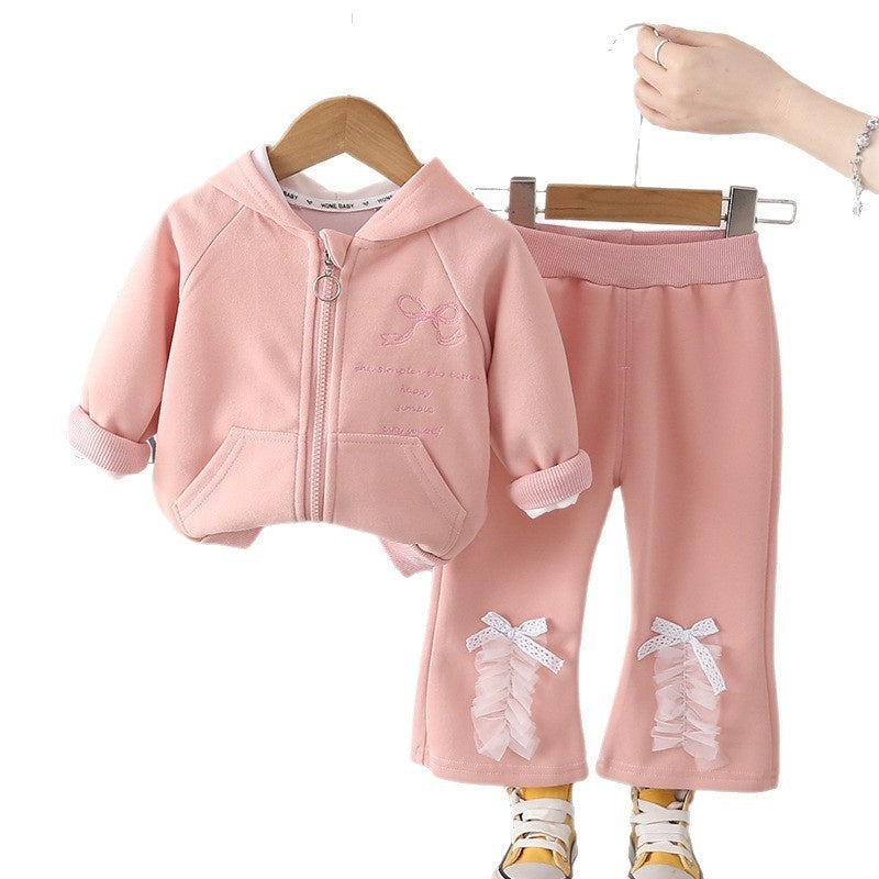 Baby Outfit Stylish Toddler Spring and Autumn Fashion Bell Bottom Pants Two-Piece Set Infant Little Girl Clothes