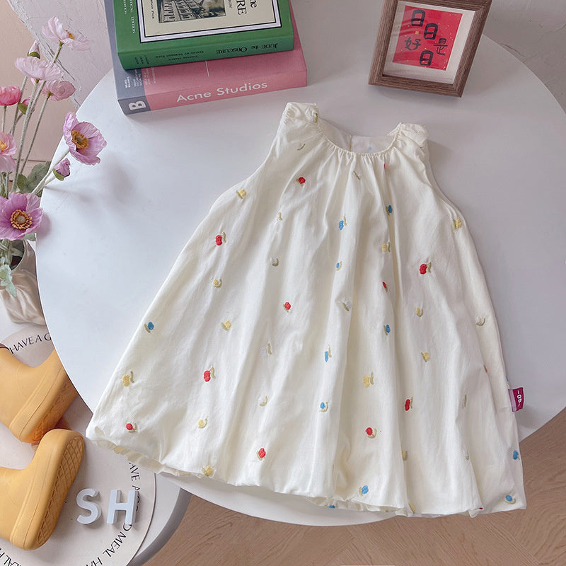 Girls' Embroidered Bud 2026 New Fashionable Baby Girl Princess Dress Infant Sleeveless Summer Outfit