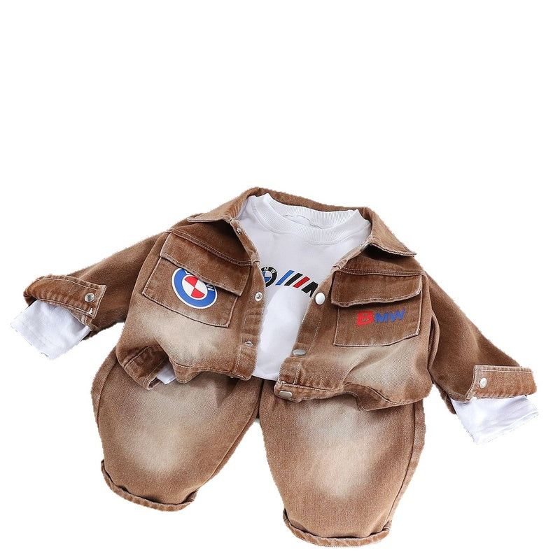 Boys' Outfit: Denim Jacket Three-Piece Set, Children's Spring and Autumn Suit, 2026 New Korean Style Trendy Baby Outfit