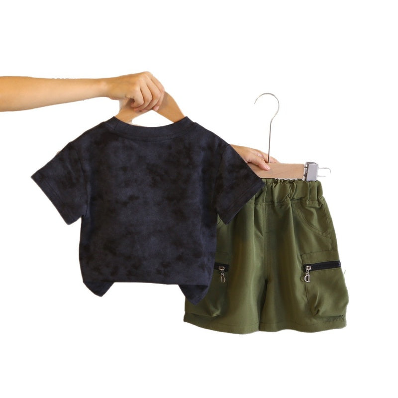 Boys' Short-Sleeve Suit Summer 2026 New Style Children's Casual Stylish English Clothes Baby Two-Piece Set Cool and Trendy