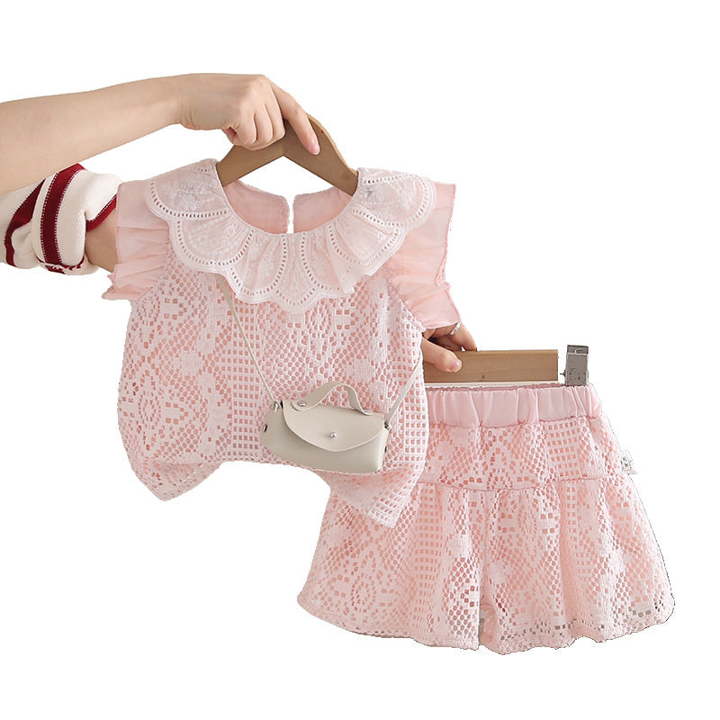 Girls' Outfit 2026 New Style Baby Children's Summer Clothes Cute and Stylish Doll Collar Sleeveless Two-Piece Set Trendy