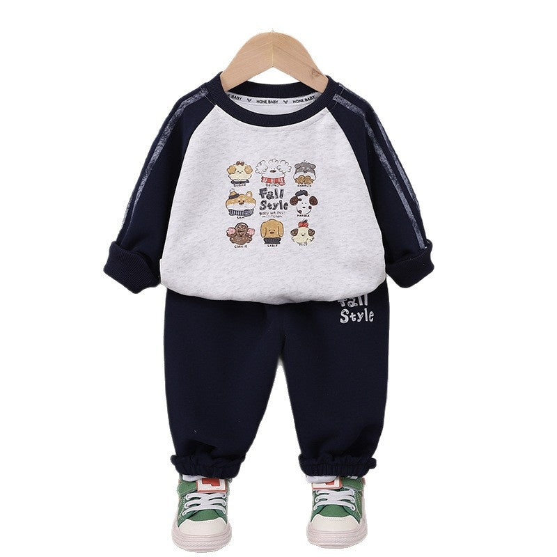 Boys' Long-Sleeve Puppy Sweatshirt 2026 New Baby Clothes Infant Children's Spring and Autumn Two-Piece Set Trendy for Kids