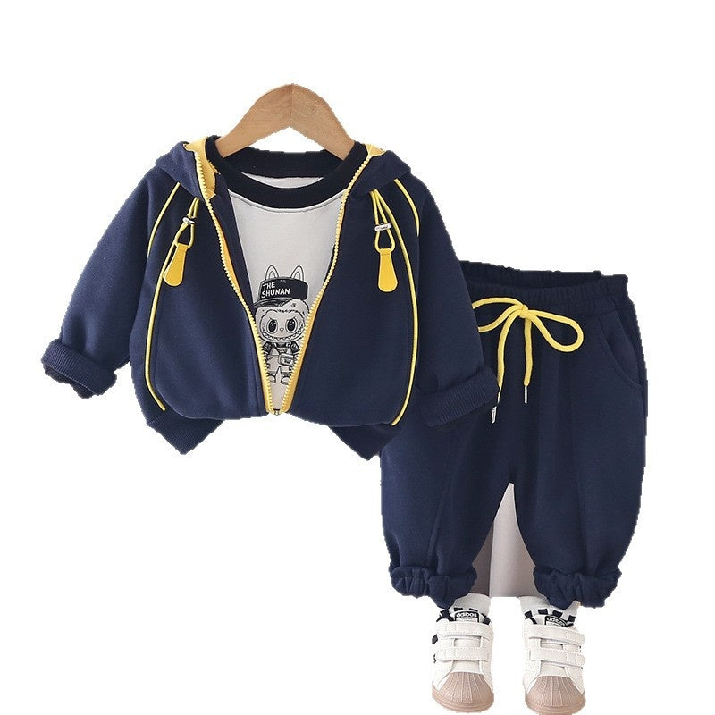 Cool stylish 2026 outfit for boys, three-piece set of children's clothing, baby boy's first birthday outfit, spring and autumn suit