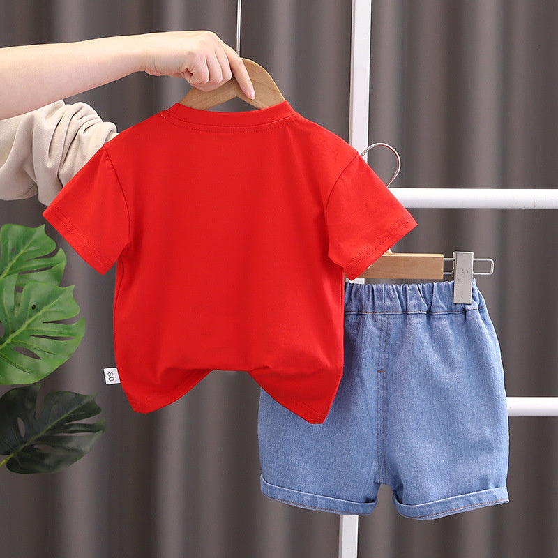 New summer clothes children's clothing, boys' suits for ages 3 and a half, 5-year-old little boys, 1-year-old baby clothes, 2-piece striped trendy outfits