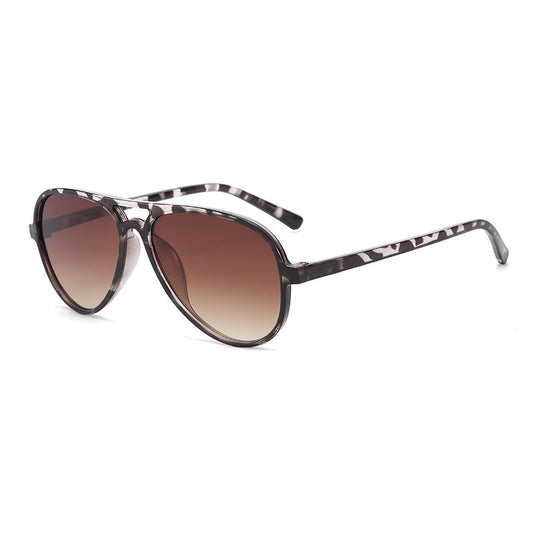 New European and American double beam toad glasses retro fashion sunglasses pilot sunscreen advanced sense UV protection sunglasses