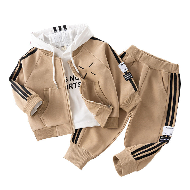 Children's Suit 2023 New Toddler Hooded Boys Autumn Baseball Jacket Korean Style Sports