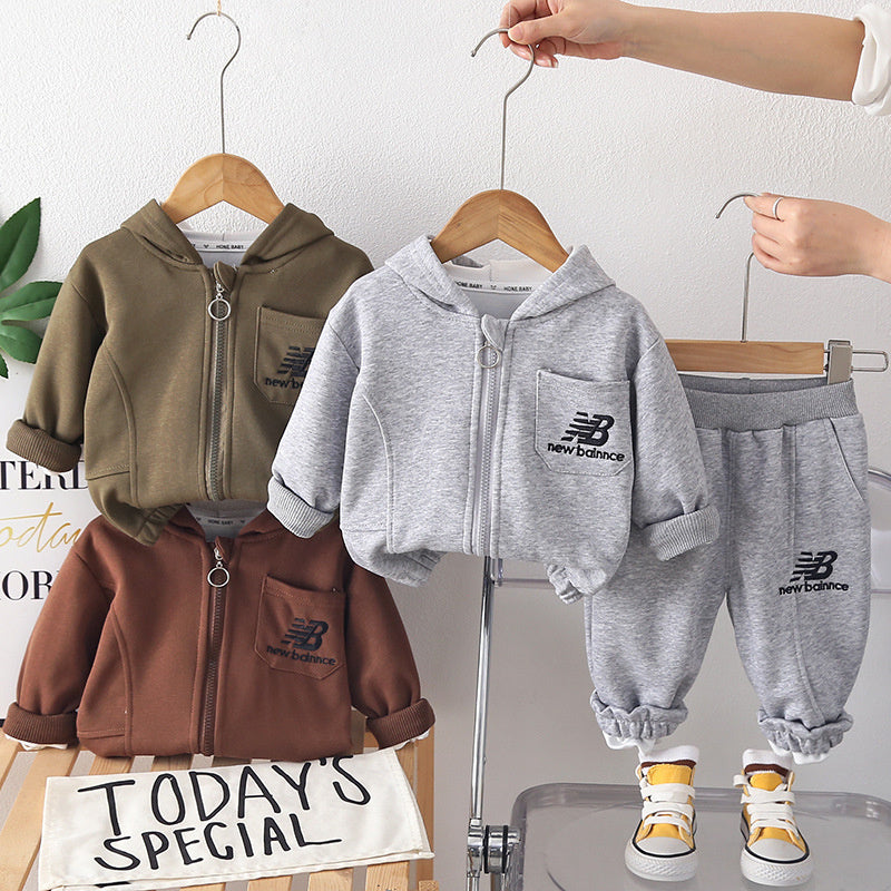 Boys' Autumn Outfit 2026 New Style Baby Boy Spring Casual Letter Print Long Sleeve Two-Piece Set for Infants and Toddlers