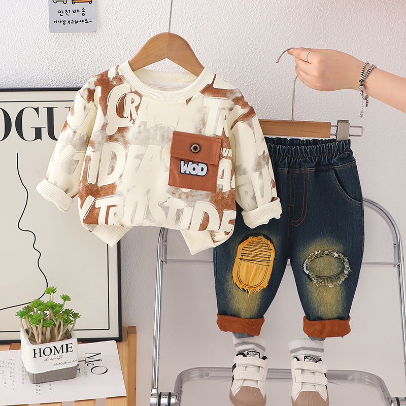 2025 Boys' Fashionable Set Baby Spring Casual Stylish Shirt Infant Children's Trendy Clothing