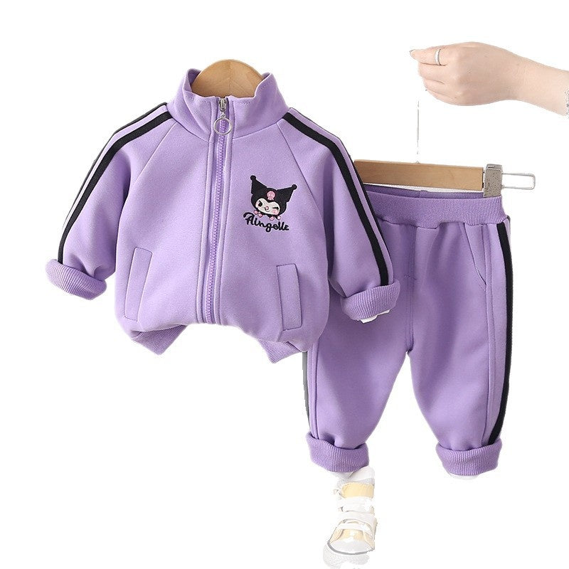 Girls' Outfit for and Autumn 2026 New Fashionable Baby Cat Two-Piece Set Children's Cartoon Girl Spring Coat