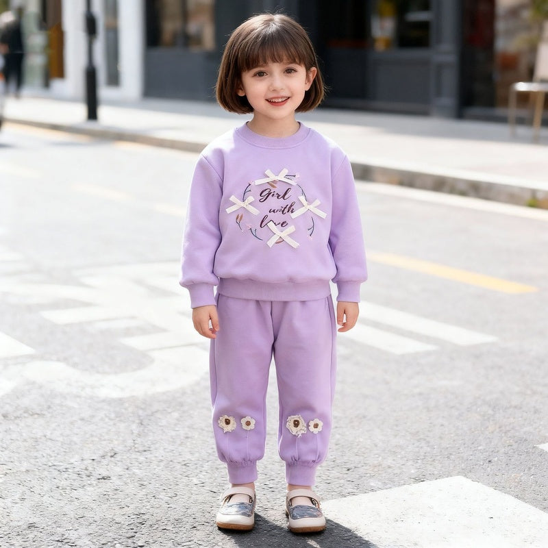 Baby girl sweatshirt set, spring and autumn outfit, girls' sportswear, 2026 new stylish two-piece outfit for little girls