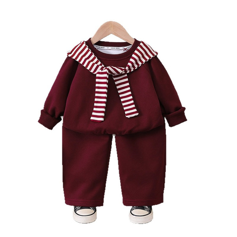 Boys' outfit, infant autumn two-piece set, children's new stylish shawl clothing for spring and autumn, trendy wholesale