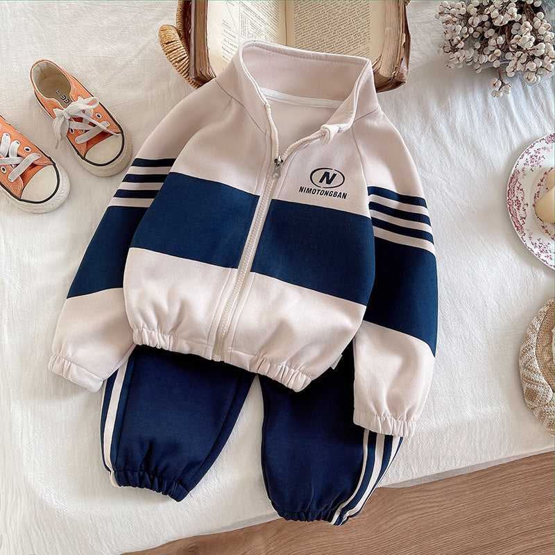 Boys' Outfit 2025 New Girls' Spring and Autumn Long Sleeve Children's Sweatpants Two-Piece Set Trendy
