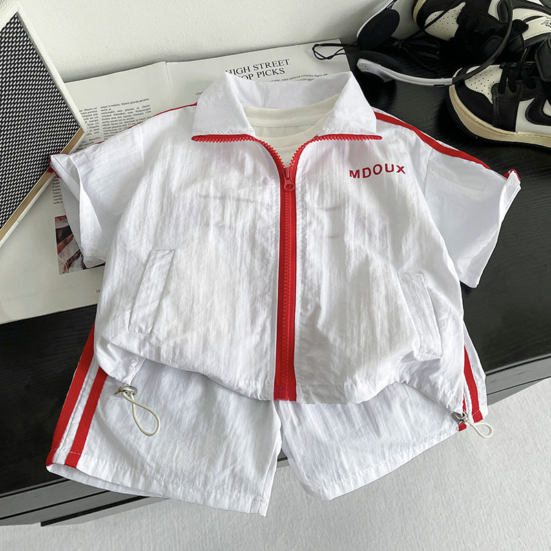 Boys' Short-Sleeve Outfit 2026 New Fashionable 1-3 Years Old 5-Year-Old Children's Clothing Baby Summer Sports Three-Piece Set