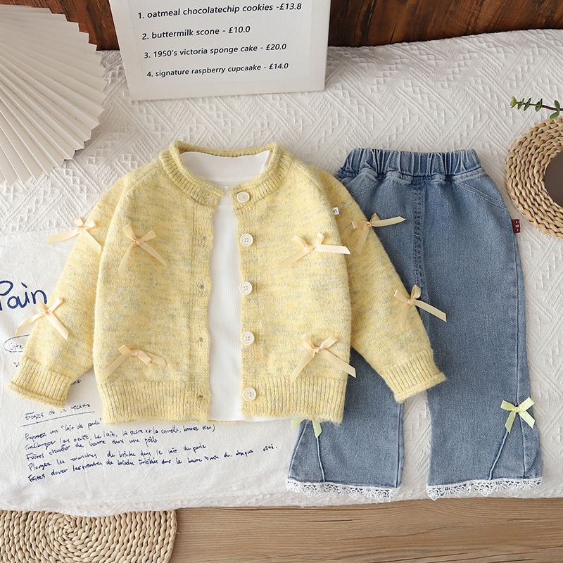 Baby and Autumn Cardigan Sweater Set 2026 New Model 3 Children's Spring Outfit Girl Infant Clothes for 1-Year-Old Girls