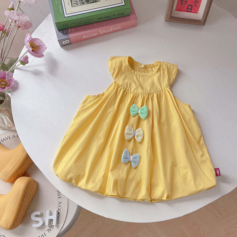 Girls' Princess Stylish Baby 2026 New Summer Infant Toddler Halter Neck Bowknot Flower Dress