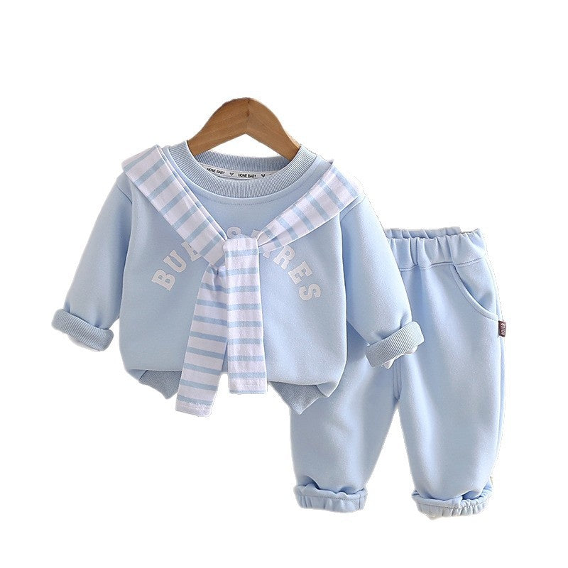 Outfit 2026 New Children's Shawl Sweatshirt Boys' Spring and Autumn Sports Casual Two-Piece Set for Toddlers