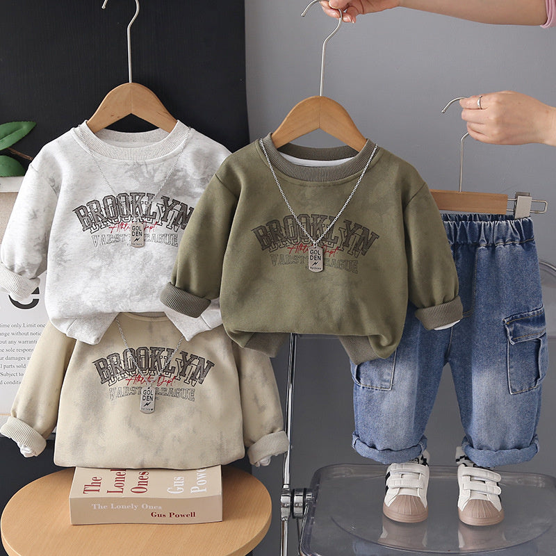 Boys' Suit 2026 New Spring and Style Children's Fashionable Trendy Baby Autumn Casual Sports Two-Piece Set