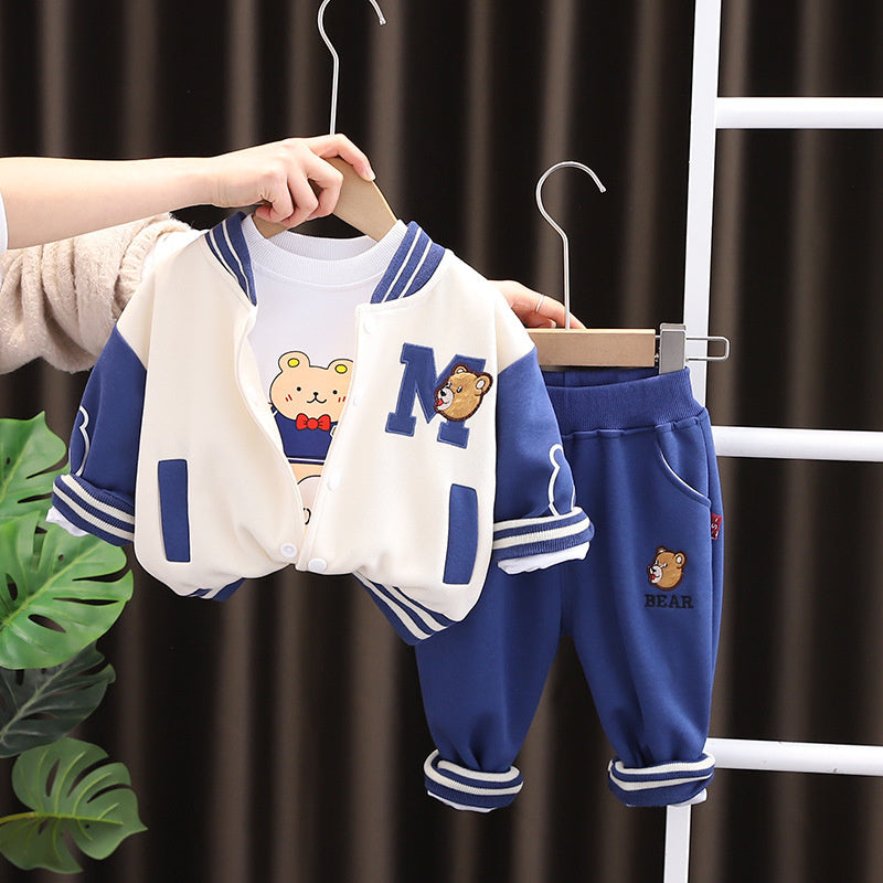 Clothes Autumn Baseball Jacket Fashionable Outing Suit Set Two-Piece One and a Half Year Old Boy Baby Infant Spring Outfit