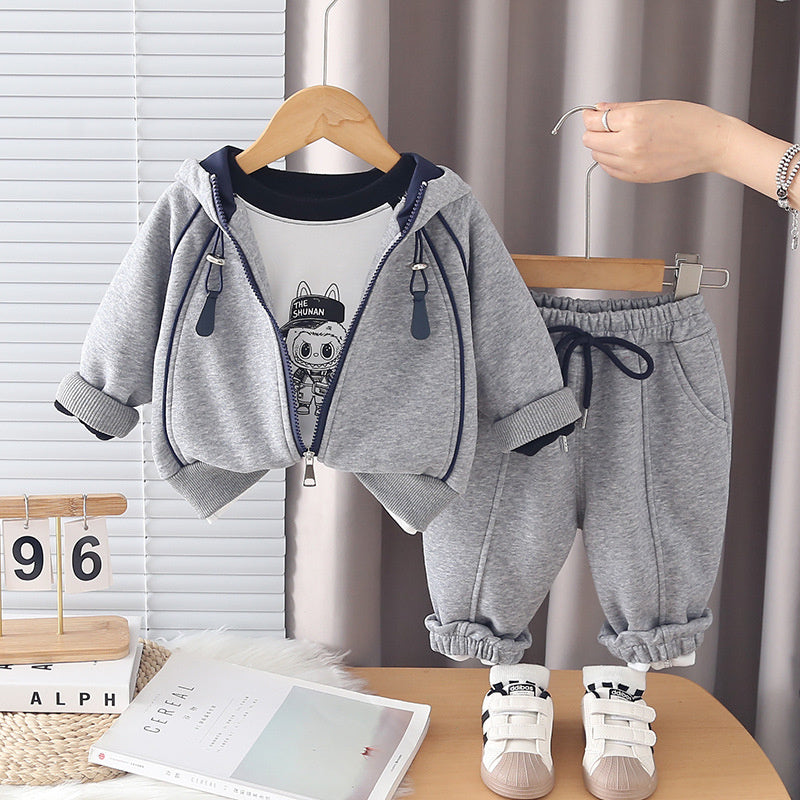 Cool stylish 2026 outfit for boys, three-piece set of children's clothing, baby boy's first birthday outfit, spring and autumn suit