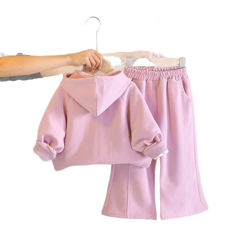 Girls' and Autumn Zipper Hoodie Three-Piece Set Infant Casual Outfit 1-4 Years Old Baby Spring Clothes Stylish for Babies