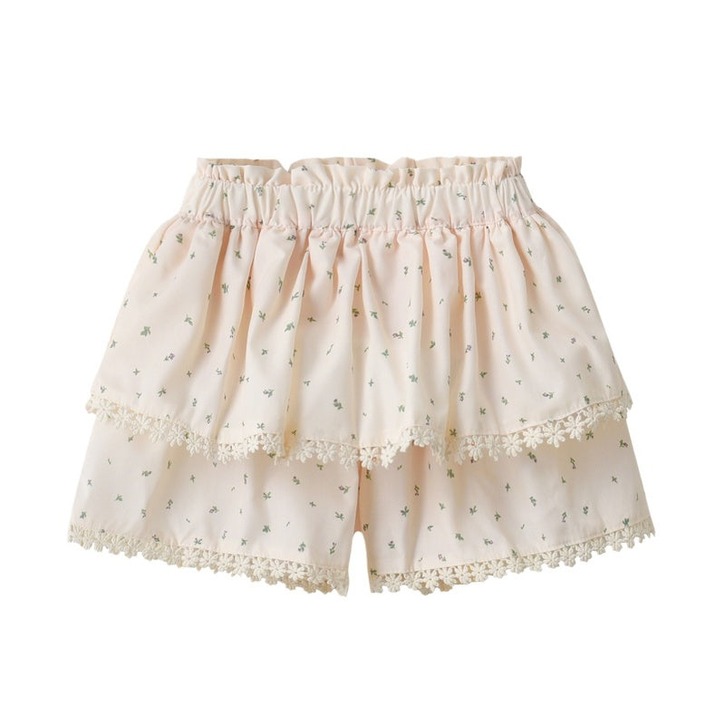 Girls' Floral Shorts Korean Style Lace Trim Casual 2026 New Baby Hot Summer Skirt Pants