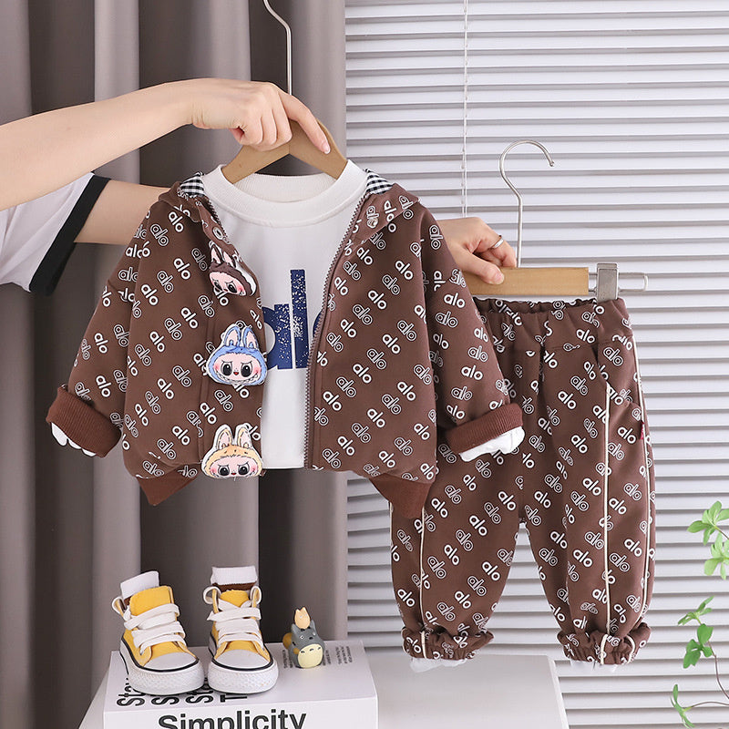 Boys' Outfit 2025 New Style 4: Stylish Children's Doll Three-Piece Set Spring and Autumn, Fashionable Clothing for 1-Year-Old Babies