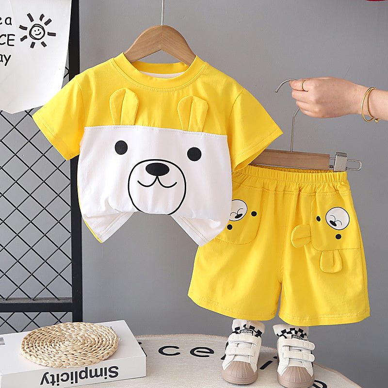 Summer Outfit Big Bear Short Sleeve 2026 New Trendy Boys' Baby Clothes Fashionable Children's Two-Piece Set