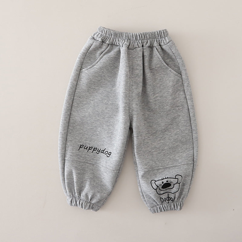 Boys' Spring and Outfit, New Autumn Style for Baby Boys, Casual Puppy Sweatshirt Two-Piece Set, Trendy Clothing