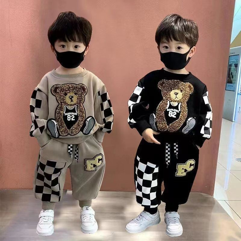Boys' Outfit 2025 New Fashionable Baby Spring Autumn Winter Korean Style Sweatshirt Long Pants Children's Internet Celebrity Cool Kids' Clothing