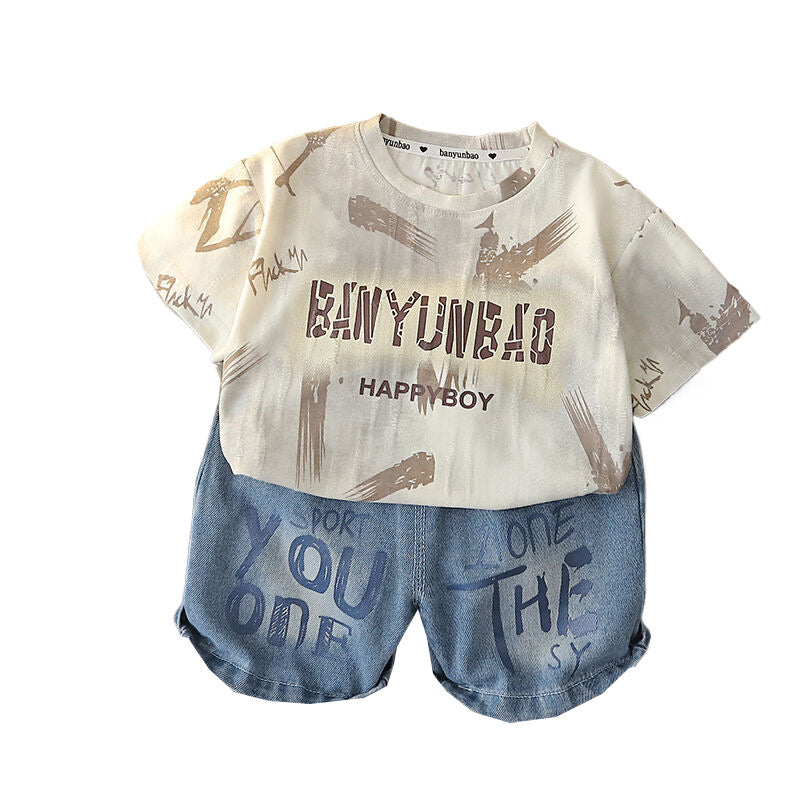 Boys' Outfits 2026 New Fashionable Casual Baby Short-Sleeve Summer Korean Style Two-Piece Set Trendy