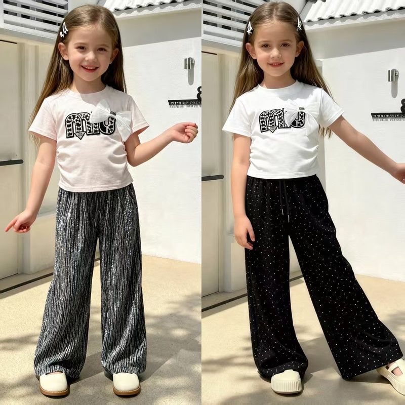 Baby Outfit 2026 New Style Girls' Short Sleeve Long Pants Two-Piece Summer Clothes Infant T-Shirt for 1-3 Year Olds Trendy
