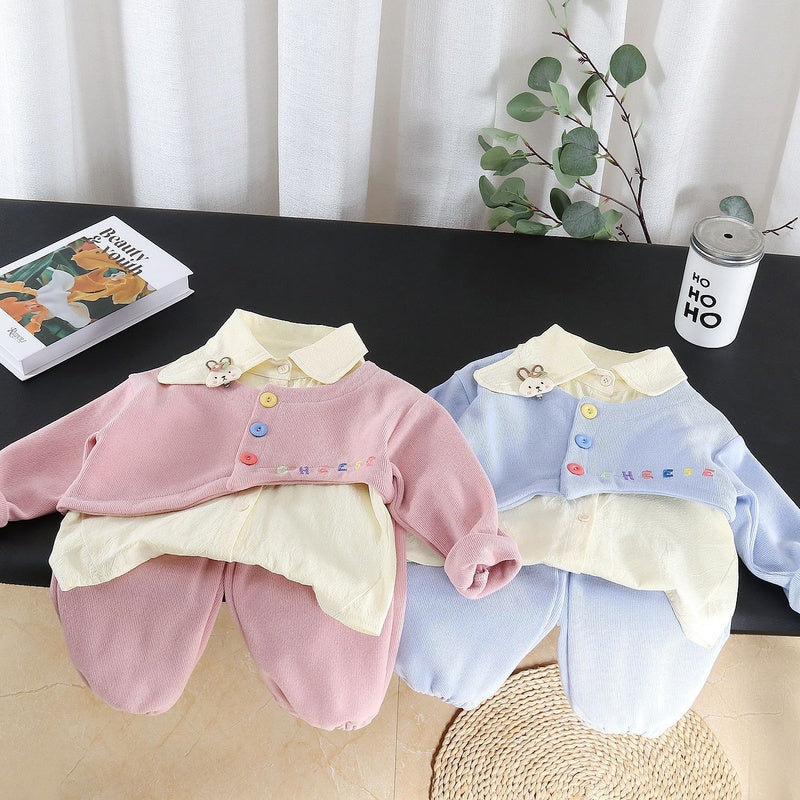 Girls' Irregular Coat Set Autumn 2026 New Fashionable Three-Piece Outfit for Baby Girls