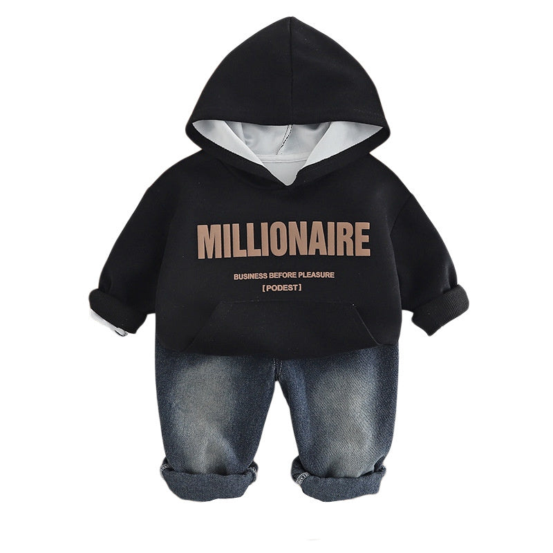 Boys' Clothing Baby Outfit English Sweatshirt Two-Piece Set 2025 New Infant Spring Autumn Children's Clothes 1 to 5 Years Old