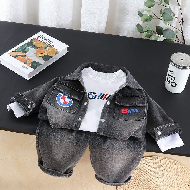 Boys' Outfit: Denim Jacket Three-Piece Set, Children's Spring and Autumn Suit, 2026 New Korean Style Trendy Baby Outfit