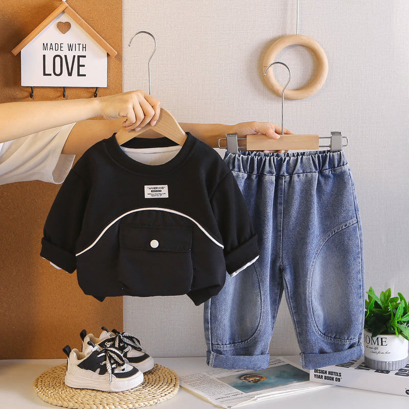 Boys' Outfit 2026 New Fashionable Baby Two-Piece Set with Large Pockets Stylish Children's Spring and Autumn Clothing