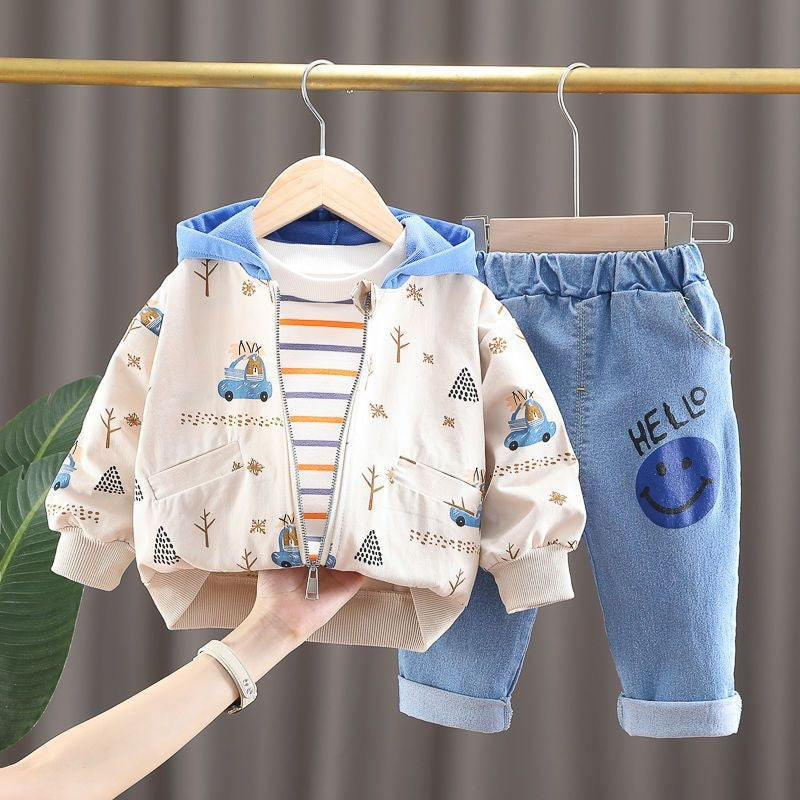 2025 New Spring and Stylish Three-Piece Set 0-4 Years Old Children's Fashion Jacket Outerwear Baby Autumn Outfit