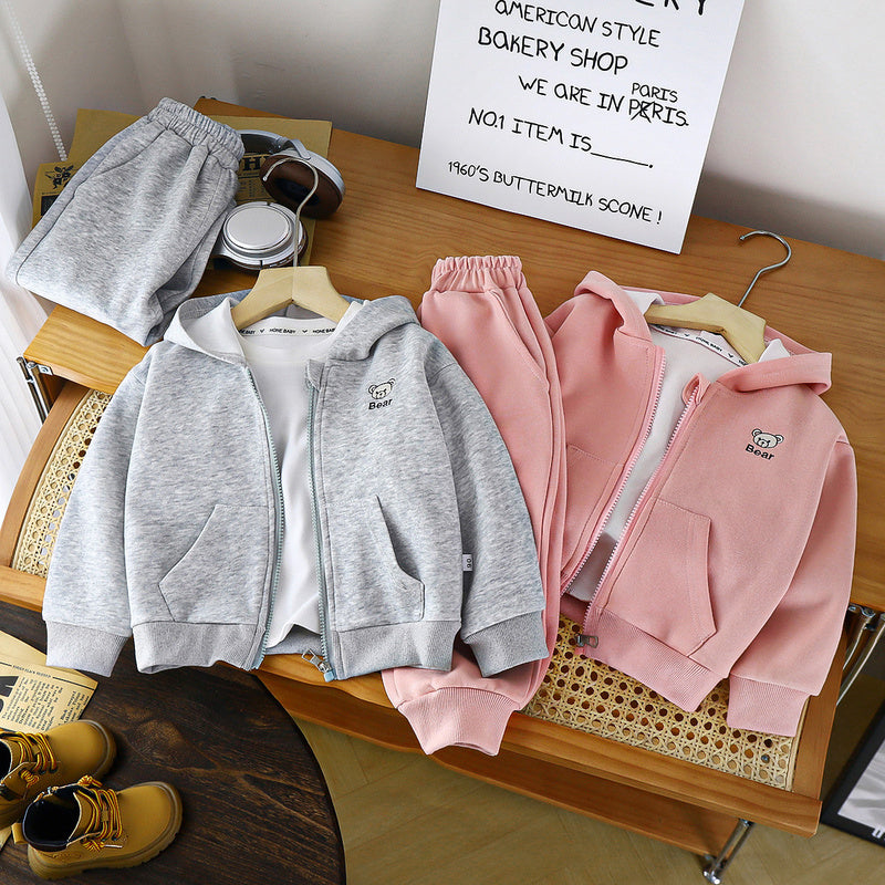 Children's Sweatshirt Autumn New Korean Version Baby Hoodie Boys Cotton Girls Sports Outfit Two-Piece Set