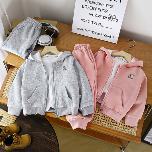 Children's Sweatshirt Autumn New Korean Version Baby Hoodie Boys Cotton Girls Sports Outfit Two-Piece Set