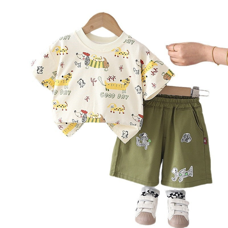 Boys' Short-Sleeve 2026 New Style Baby Summer Infant Children's Cartoon Clothes Two-Piece Set Wholesale